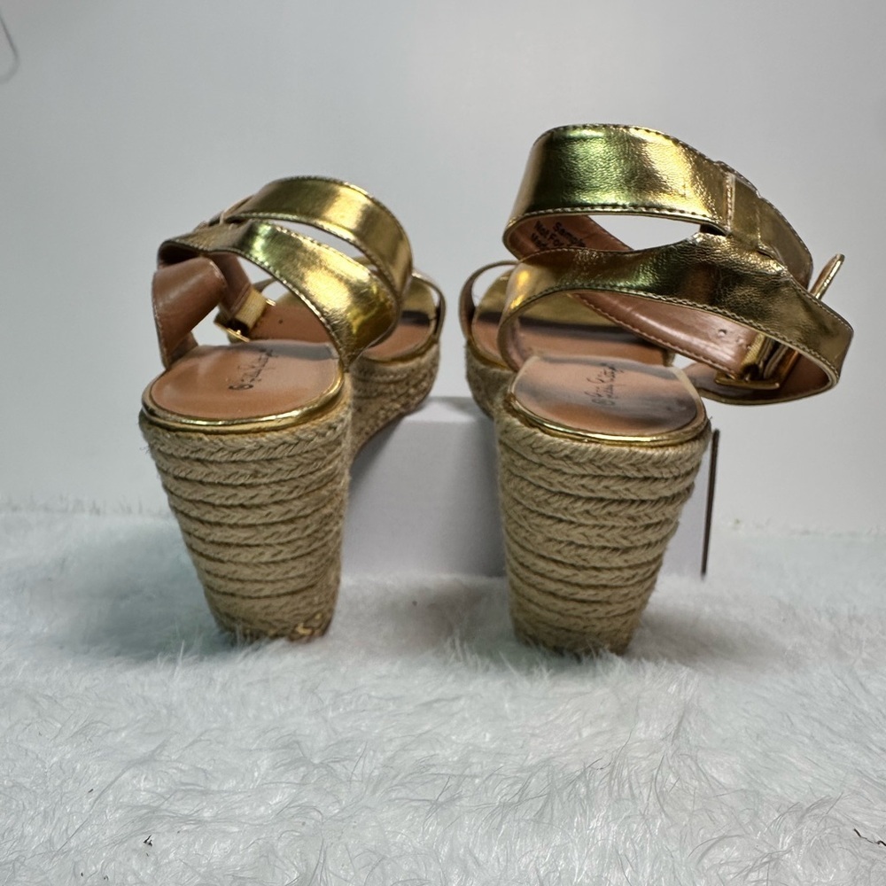Lilly Pulitzer Gold Espadrille Wedges with Ankle Strap 🌴🍹 - Picture 6 of 12